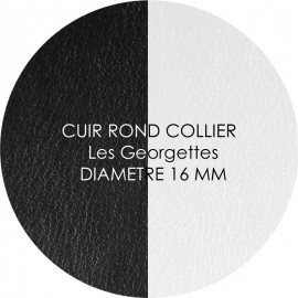 Cuir reversible les Georgettes noir/blanc pour collier diamètre 16 mm