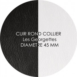 Cuir reversible les Georgettes noir/blanc pour collier diamètre 45 mm