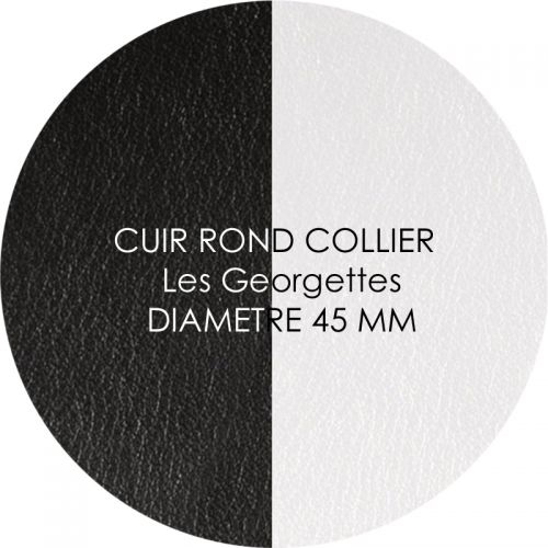 Cuir reversible les Georgettes noir/blanc pour collier diamètre 45 mm