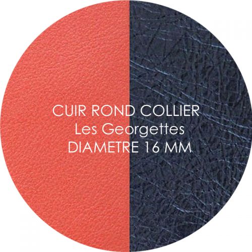 Cuir reversible les Georgettes corail/marine métal pour collier diamètre 16 mm