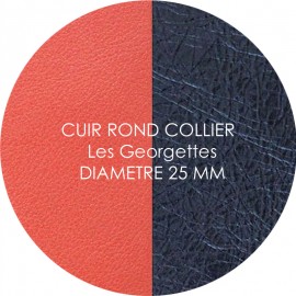 Cuir reversible les Georgettes corail/marine métal pour collier diamètre 25 mm