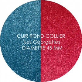 Cuir reversible les Georgettes bleu/framboise pour collier diamètre 45 mm