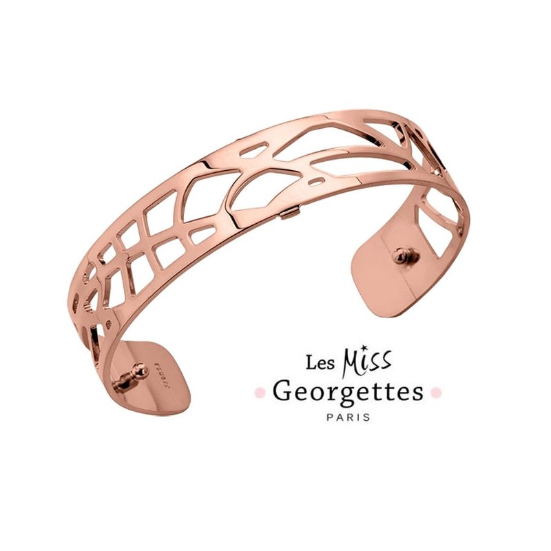 Bracelet manchette miss Les Georgettes motif fougères finition Or rose