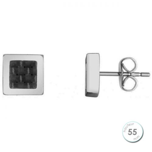 Boucles d'oreilles Phebus homme acier et carbone