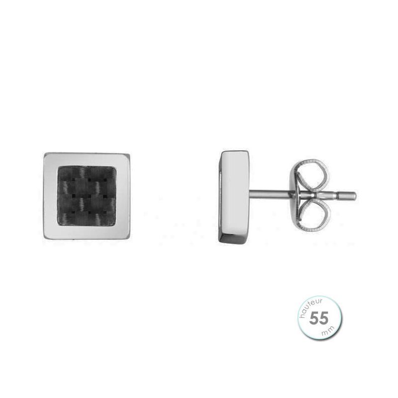 Boucles d'oreilles Phebus homme acier et carbone