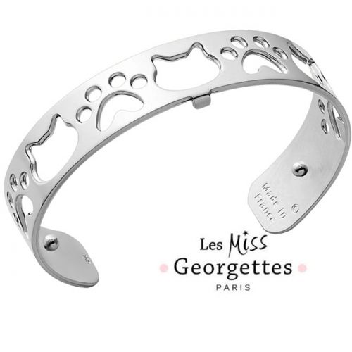Bracelet manchette miss Les Georgettes motif chat finition Argent