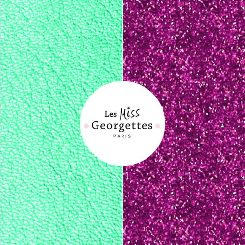 Cuir reversible miss les Georgettes Turquoise Sirène/Paillettes Violettes