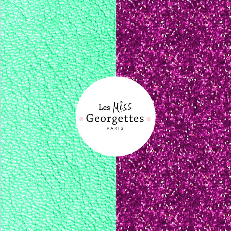 Cuir reversible miss les Georgettes Turquoise Sirène/Paillettes Violettes