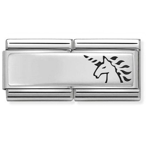 Maillon Nomination classic double Plaque licorne en Argent