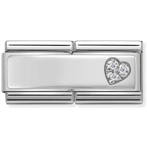Maillon Nomination classic double Plaque coeur en Argent