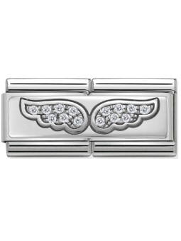 Maillon Nomination classic double Plaque ailes en Argent