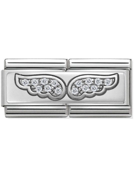 Maillon Nomination classic double Plaque ailes en Argent