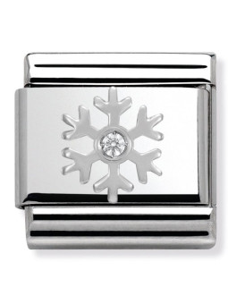 Maillon Nomination classic flocon et oxyde en Argent