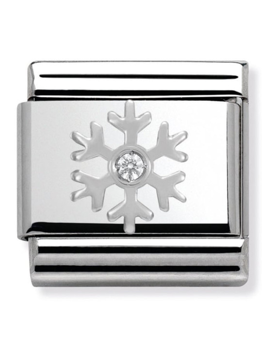 Maillon Nomination classic flocon et oxyde en Argent