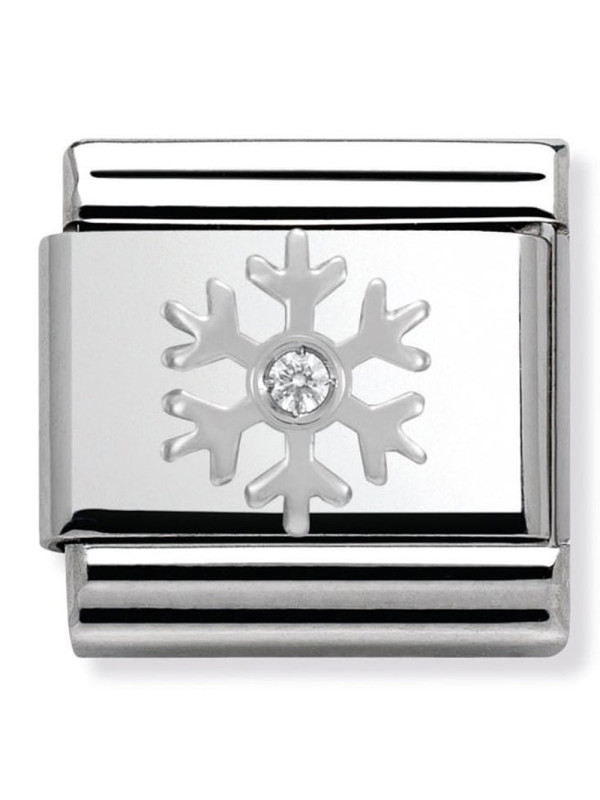 Maillon Nomination classic flocon et oxyde en Argent