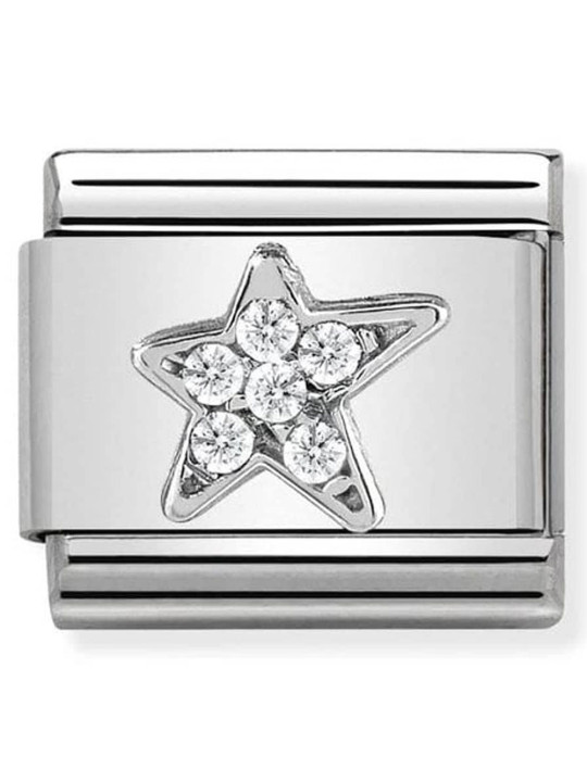 Maillon Nomination classic étoile oxydes en Argent