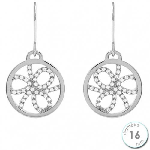 Boucles d'oreilles Les Georgettes précieuses motif pétales finition argent diamètre 16 mm