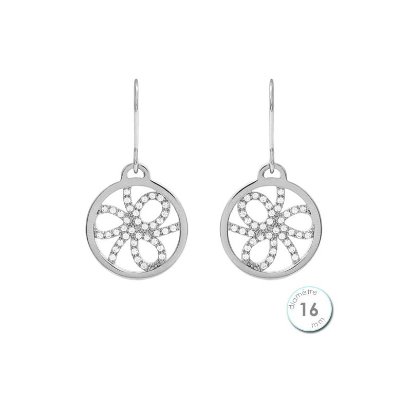 Boucles d'oreilles Les Georgettes précieuses motif pétales finition argent diamètre 16 mm