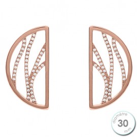 Boucles d'oreilles Les Georgettes précieuses motif perroquet finition Or rose diamètre 30 mm
