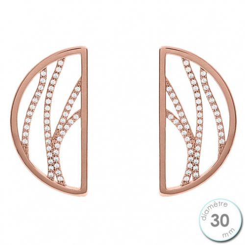 Boucles d'oreilles Les Georgettes précieuses motif perroquet finition Or rose diamètre 30 mm
