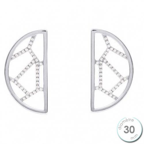 Boucles d'oreilles Les Georgettes précieuses motif girafe finition argent diamètre 30 mm