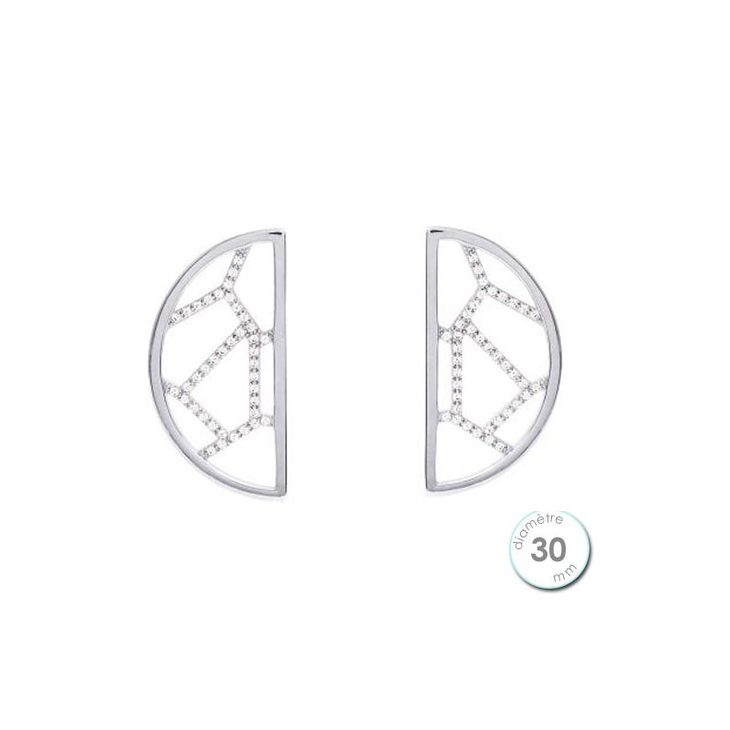 Boucles d'oreilles Les Georgettes motif girafe finition argent diamètre 30 mm