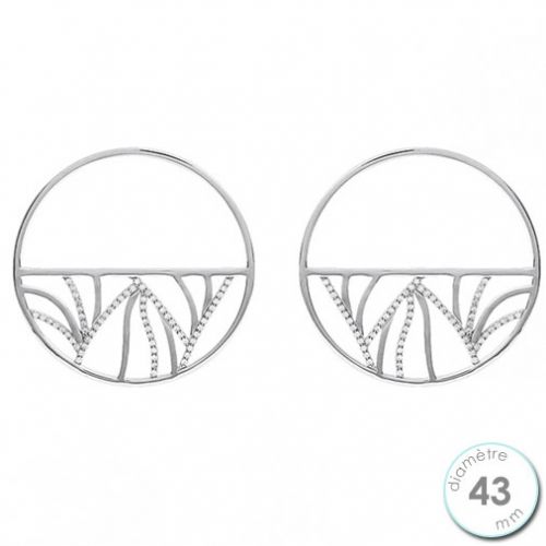 Boucles d'oreilles Les Georgettes motif perroquet finition argent diamètre 43 mm