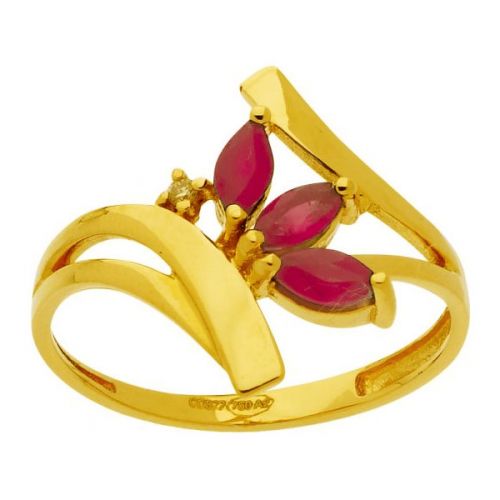 Bague Or jaune, rubis et Diamant