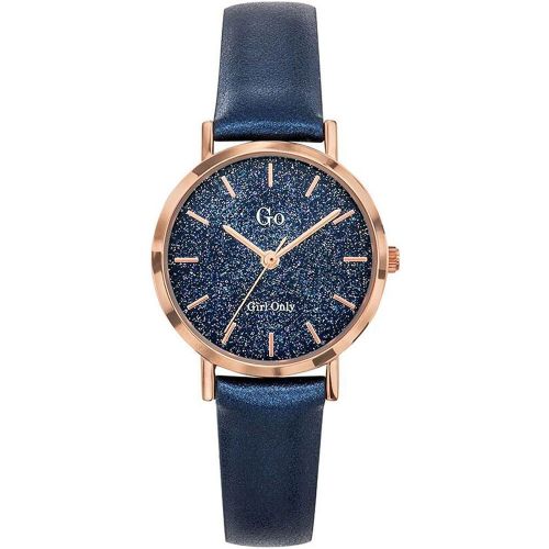 Montre femme Go cuir bleue cadran strass