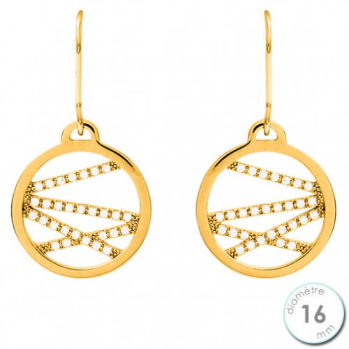 Boucles d'oreilles Les Georgettes précieuses motif liens finition Or jaune diamètre 16 mm