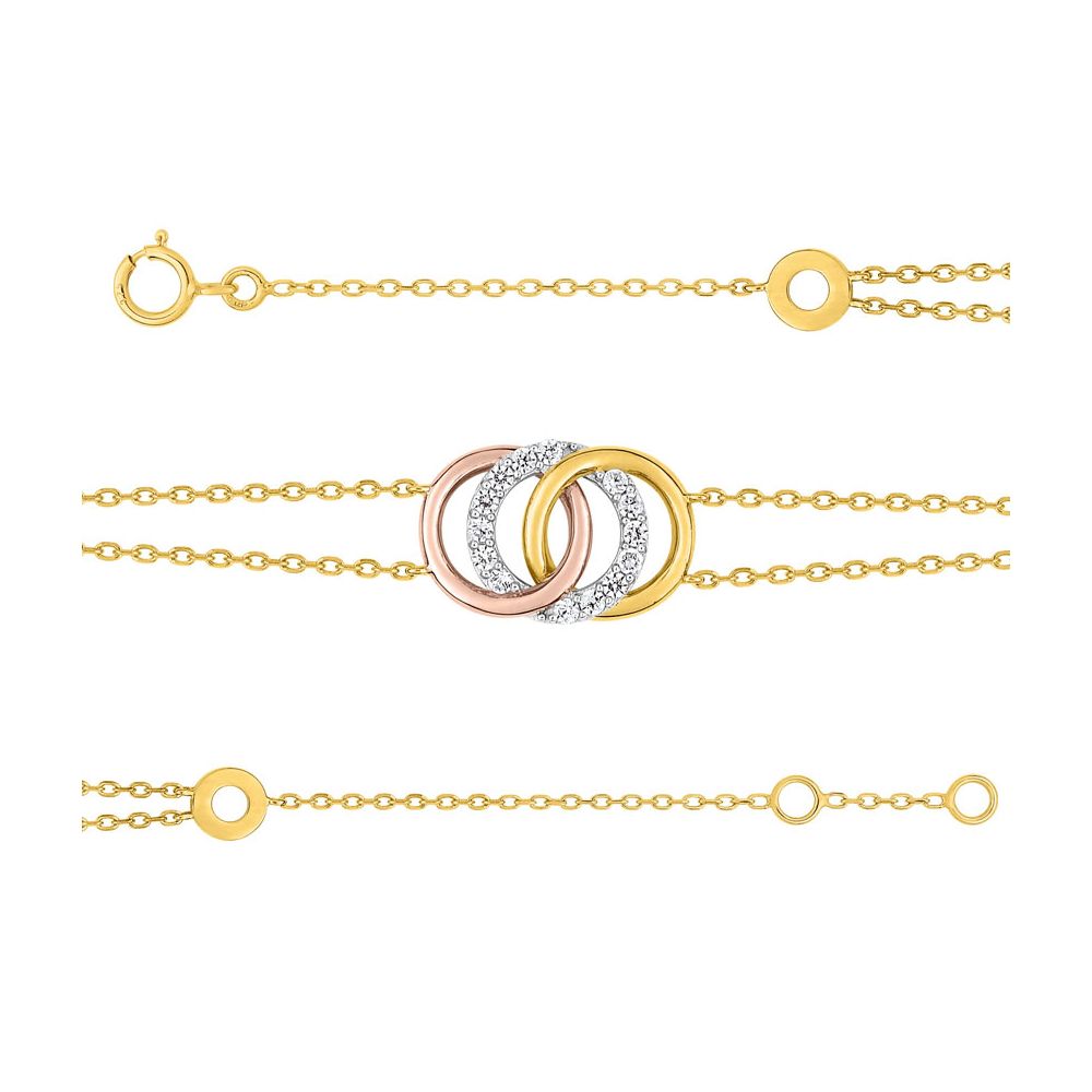 Bracelet femme cercles plaque or jaune et oxydes - bracelets