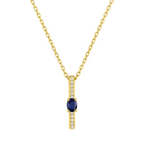 Collier Or jaune, saphir et oxydes de zirconium