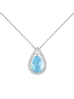 Collier Or blanc, saphir et oxydes de zirconium