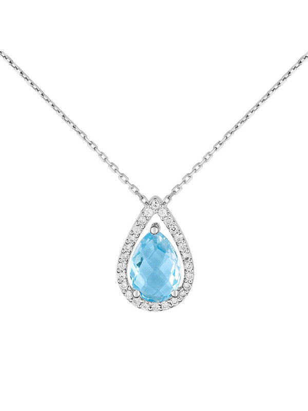 Collier Or blanc, saphir et oxydes de zirconium