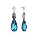 Boucles d'oreilles Spark Argent et cristaux goutte bleu