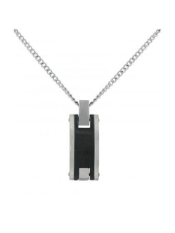 Collier homme Phebus acier et céraique noire