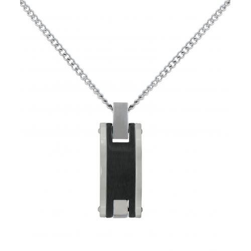 Collier homme Phebus acier et céramique noire