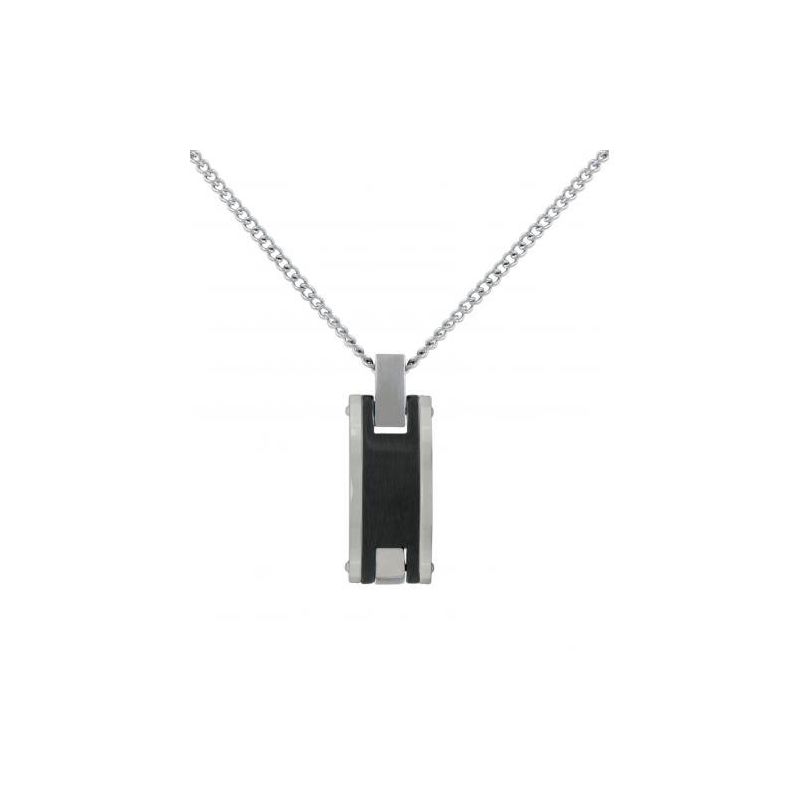 Collier homme Phebus acier et céraique noire