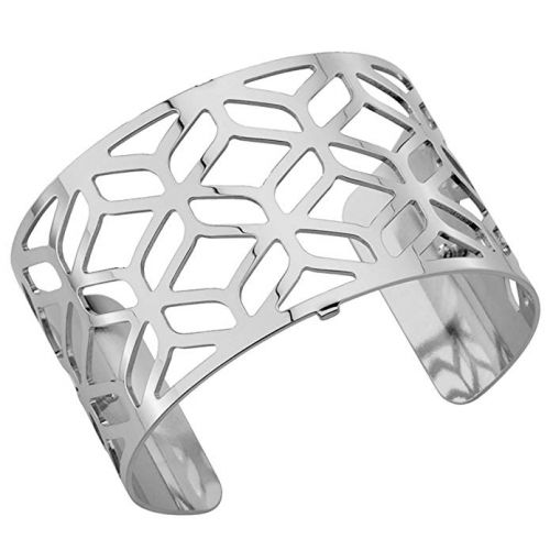 Bracelet manchette Les Georgettes motif alhambra finition Argent large