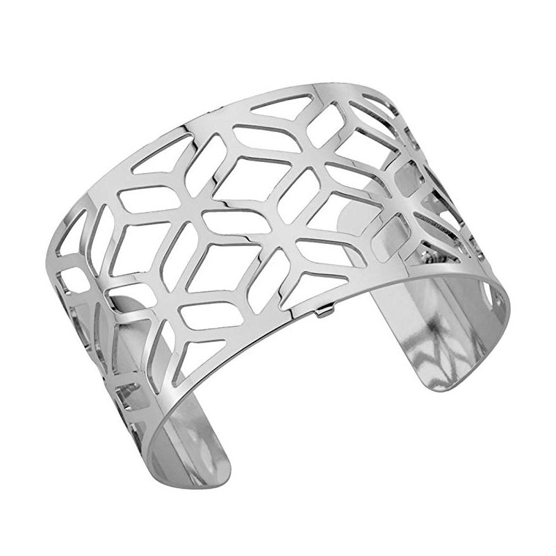 Bracelet manchette Les Georgettes motif alhambra finition Argent large