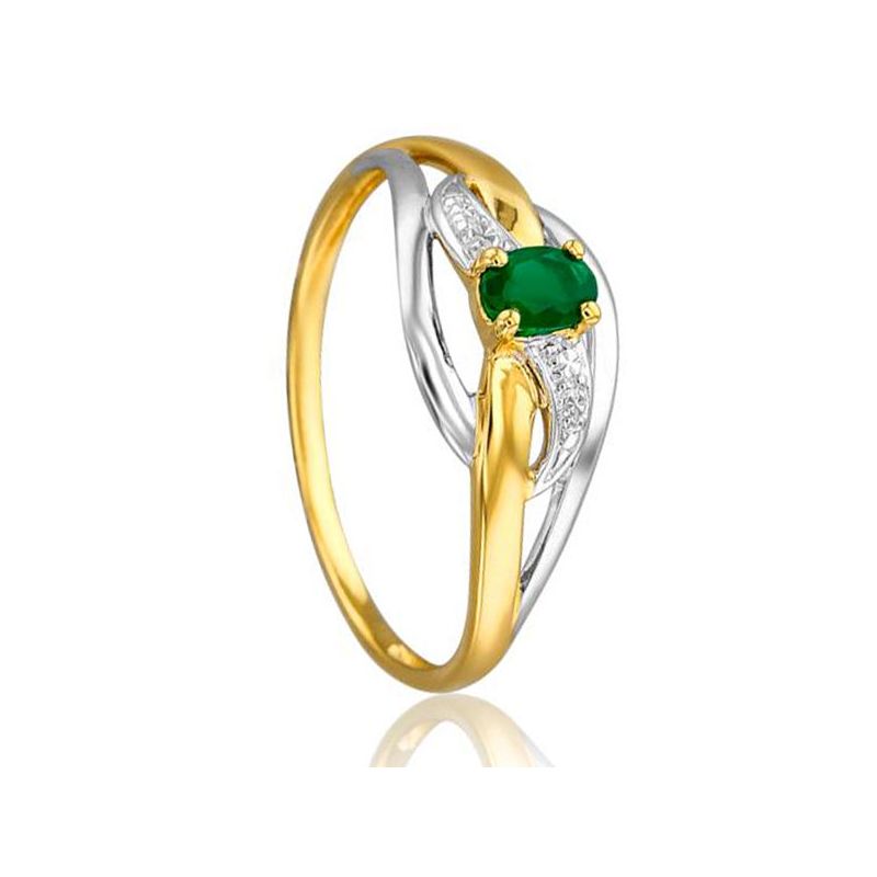 Bague 2 Ors et emeraude