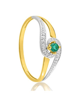 Bague 2 Ors et emeraude