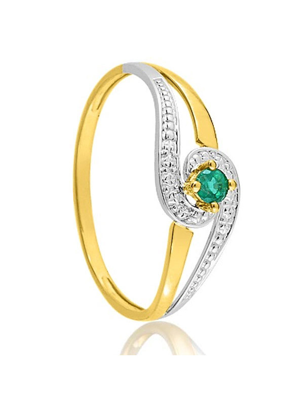 Bague 2 Ors et emeraude