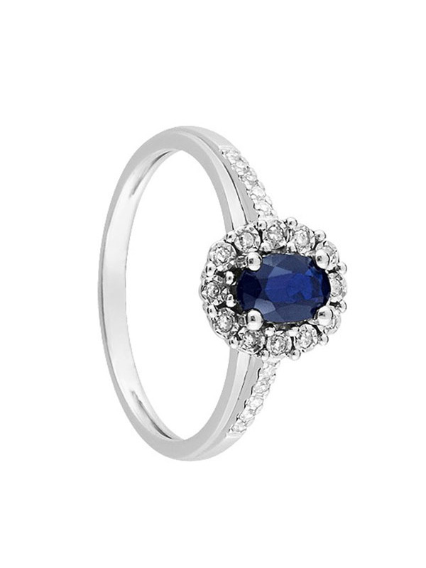 Bague Or blanc, Saphir et Diamant