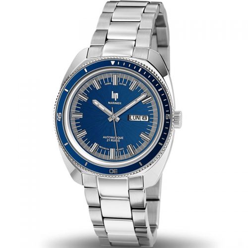 Montre homme Lip Sous marinier verre saphir automatique fond bleu