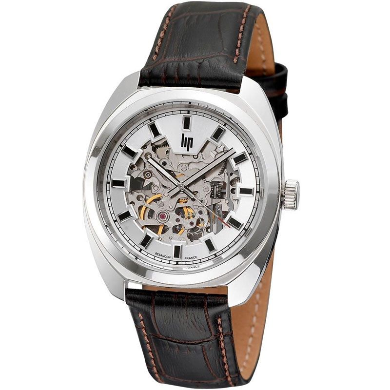 Montre homme Lip Général de Gaulle acier et cuir automatique 