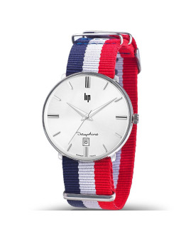 Montre homme Lip Dauphine bracelet nylon bleu blanc rouge