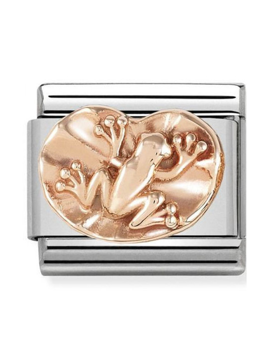 Maillon Nomination classic grenouille et nénuphar Or rose