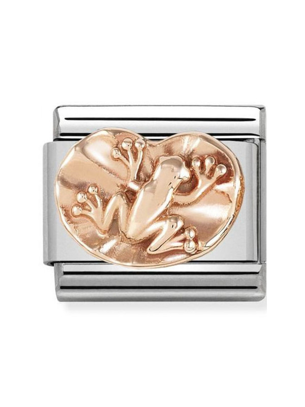 Maillon Nomination classic grenouille et nénuphar Or rose