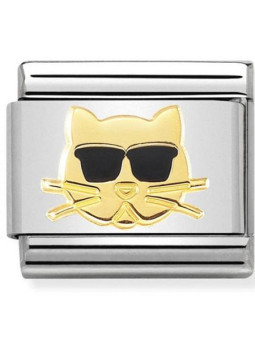 Maillon Nomination classic chat aux lunettes noires